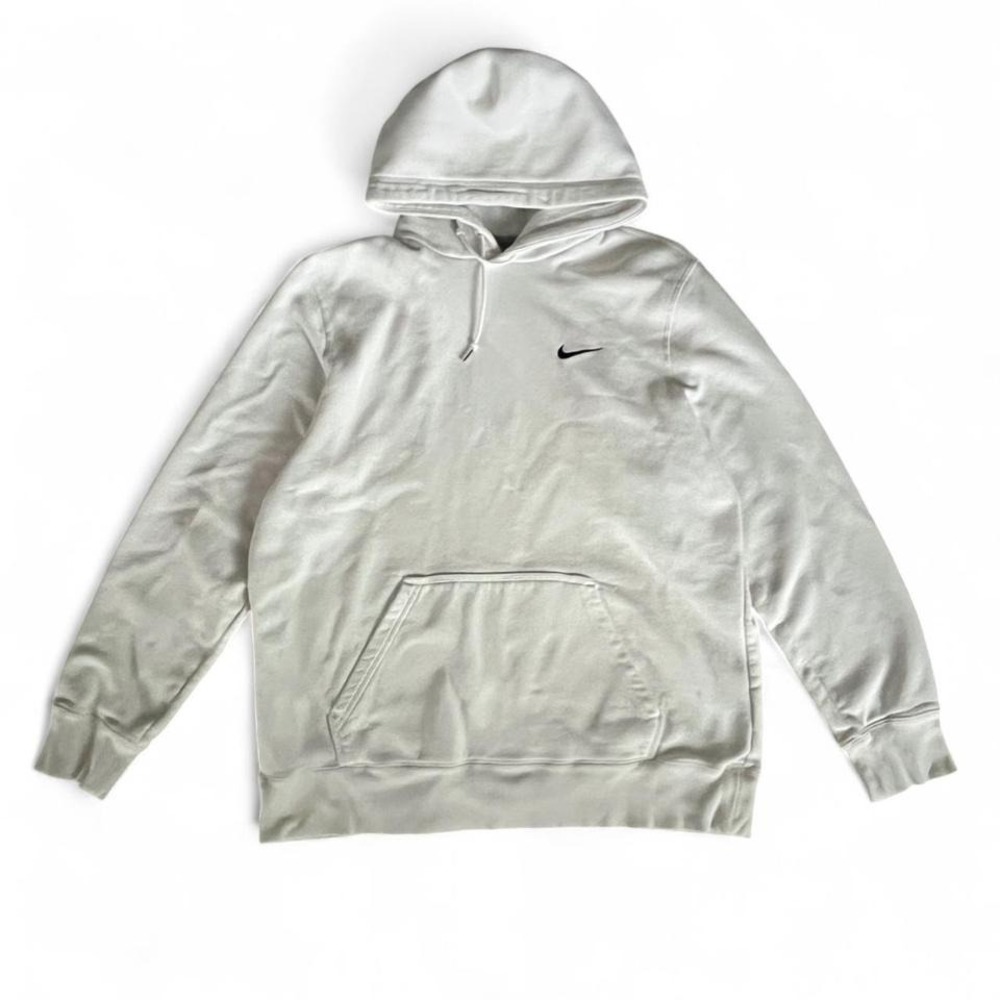 Nike White Pullover Hoodie XL Men's Swoosh Sweatshirt Streetwear Essential - Picture 1 of 6